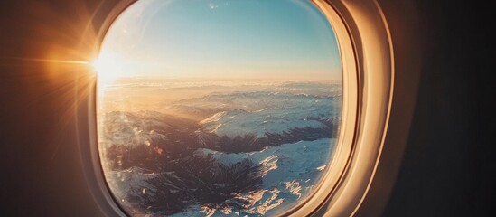 Beautiful View Through Plane Window During Flight Air Travel