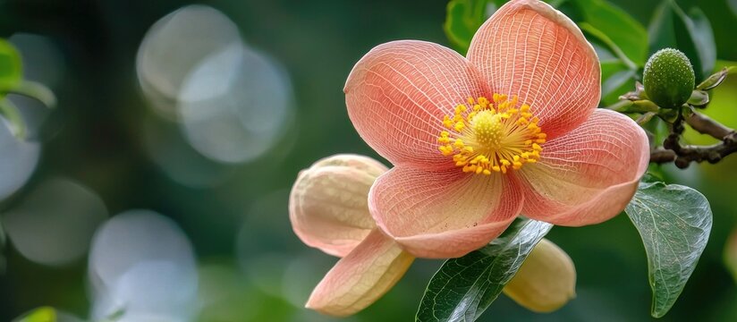 Sala Or Cannonball Flower Sala Or Cannonball Flower Couroupita Guianensis Sakhuwan Sal Tree Sal Of India Close Up Beautiful Flower Cannonball Flower Or Sal Flower Selective Focus