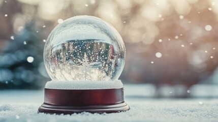 Empty snow globe for a minimalist design mockup A magical crystal ball perfect for Christmas souvenirs and templates Includes space for personalized messages