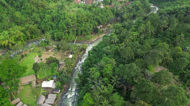 Water Flows Through Mountain Villages In Bolang Sukabumi Indonesia 4K 60FPS