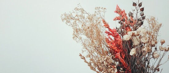 Naklejka premium Picture Of Bouquet Of Dried Flowers From Thorn And Branches A White Background