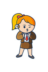 A woman is giving the love sign