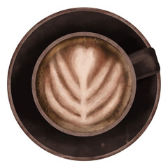 Watercolor coffee from top