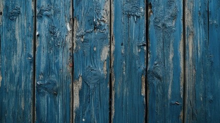 Fototapeta premium Weathered blue wooden texture featuring rough surfaces and cracks