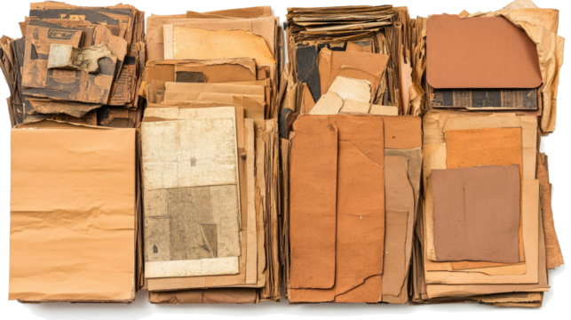 Vintage Papers Collection on Transparent Background Generative AI