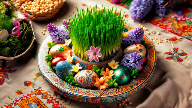 Novruz holiday celebration table with semeni   background&nbsp;3d&nbsp;rendering