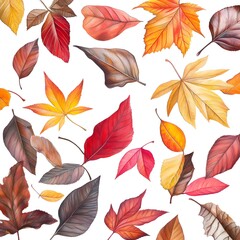 Obraz premium Vibrant autumn leaves collection on white background