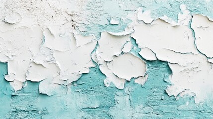 Abstract textured banner featuring white and turquoise aquamarine colors on a light distressed masonry wall with ample copy space