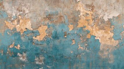 Obraz premium Vintage style textured wall featuring a blend of blue and brown hues with decorative plaster elements