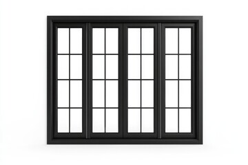 Black Window with Multiple Panes and White Background