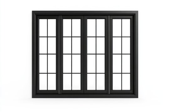 Black Window with Multiple Panes and White Background