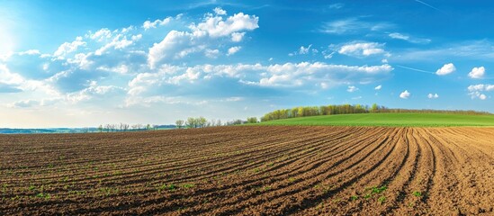 Plowed Field In Spring Time With Sky