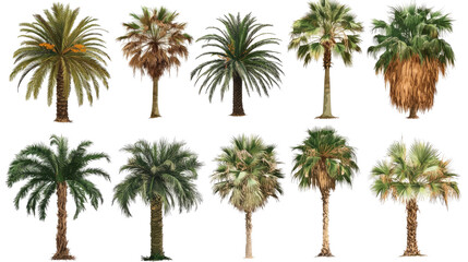 Tropical Palm Tree Silhouettes on Transparent Background Generative AI