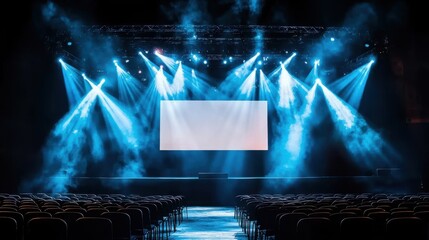 Stage setup with bright lights for a concert