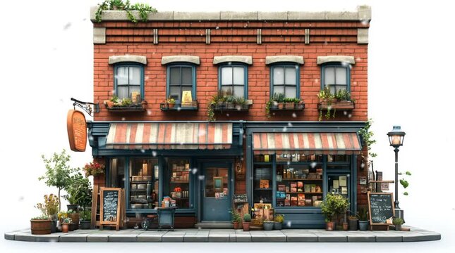 Storefront in vintage, grocery store and cafe