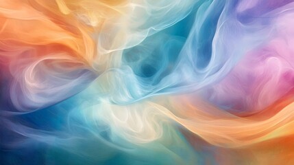 Obraz premium Ethereal Visualization of the Emotional Healing Process Swirling Energy Fields Soothing Gradient Hues and Delicate Metaphysical Textures
