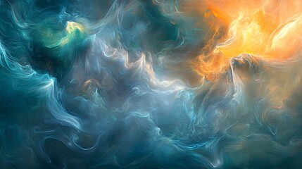 Fototapeta premium Ethereal Visualization of Emotional Healing and Tranquility through Swirling Energy Fields and Soothing Gradient Hues