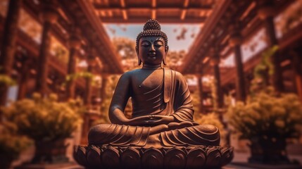 Fototapeta premium Serene Buddha Statue in a Tranquil Setting