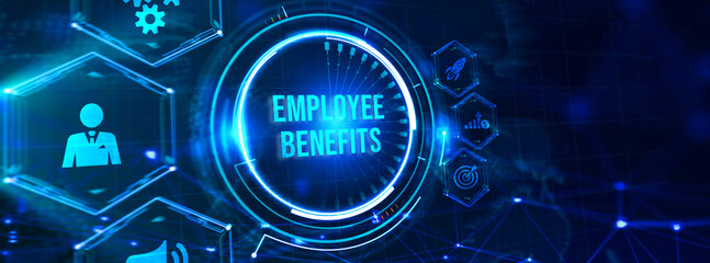Business, Technology, Internet and network concept. Shows the inscription: EMPLOYEE BENEFITS.  3d illustration