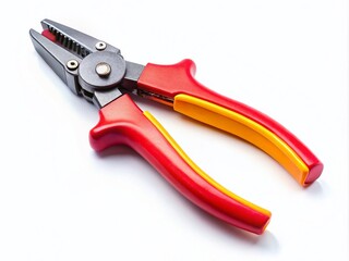 Fototapeta premium White backdrop amplifies the form and purpose of the isolated wire stripping tool.