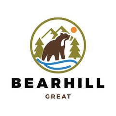 Bear Hill Icon Logo Design Template