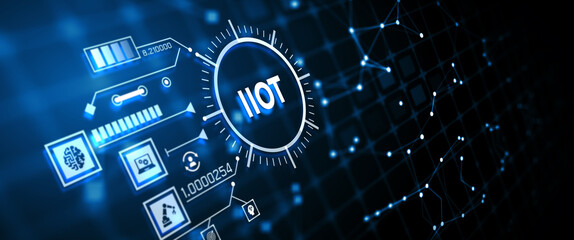 IIOT Industrial internet of things smart industry 4.0 technology concept. 3d illustration