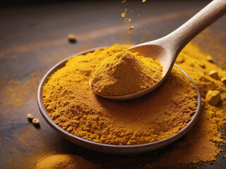 This elegant photo showcases turmeric powder's health benefits.