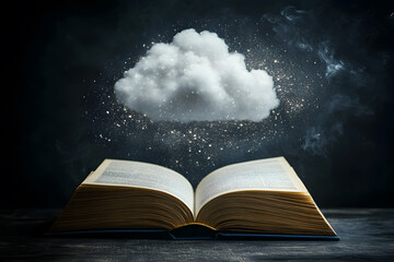 A book and a cloud storage icon, a concept of modern cloud storage technology