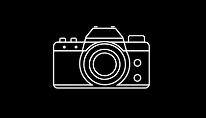 Fototapeta premium Glyph icon for a professional DSLR camera, emphasizing streamlined design for quality imaging.