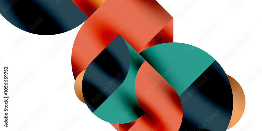 Poster Tech minimal circular shapes geometric art. Vector modern circles