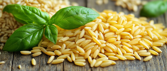 Raw Brown Rice with Basil.