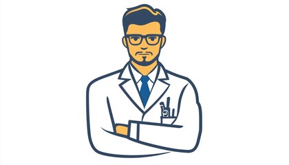 Fototapeta premium Streamlined line icon featuring a scientist, suitable for educational and tech fields.