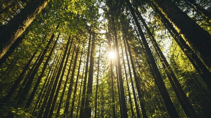 Nurturing Carbon Credits: Saplings in Towering Forest, Symbolizing Environmental Growth and Preservation