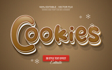 Chocolate cookies cartoon text effect editable