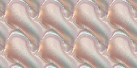 Obraz premium A close-up of a smooth, iridescent surface with a soft, pearl-like glow and a subtle film texture overlay