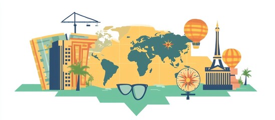 Fototapeta premium Travel map depicted in a solid icon , clean and suitable for navigation.