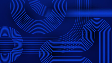 Blue Geometric Abstract Background With Lines and Patterns. Dynamic abstract blue geometric lines and curves modern, futuristic pattern. Ideal for design, technology, or digital concepts.