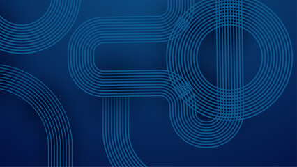 Abstract Blue Geometric Lines on Dark Background Design. Abstract background dynamic blue geometric lines forming circular and square patterns. Perfect for technology, innovation, and digital project