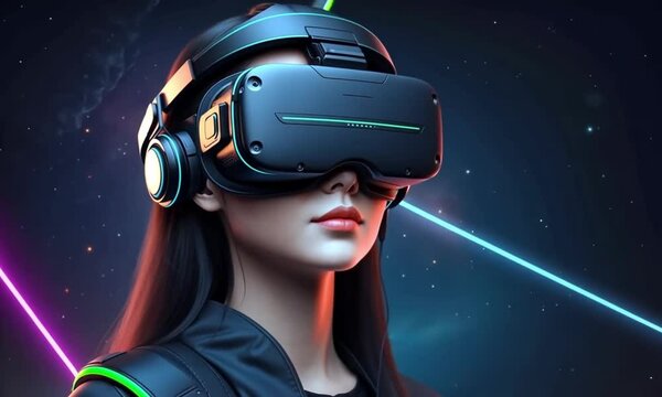 Futuristic Woman Engaging in Virtual Reality Experience