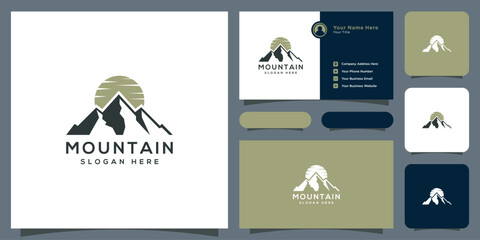 mountain logo vector design and business card