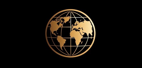 Modern design of a world glyph icon, representing global connectivity.