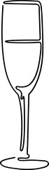 One-Line Art Champagne Glass Minimalist Vector Illustration