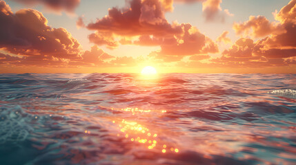 Golden Sunset Over Ocean Waters