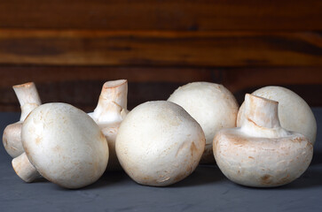 Mushrooms close-up, frontal view, detail, composition, ingredients for cooking, healthy eating