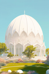 Obraz premium Majestic white dome amidst serene greenery under clear sky