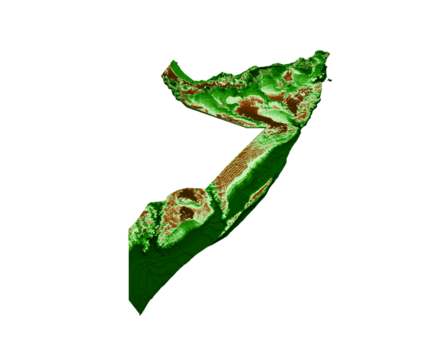 Somalia Topographic Map 3d realistic map Color 3d illustration
