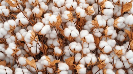 Close up view of cotton bolls ready for harvest in a field during mid-autumn season showcasing natural textures and colors.