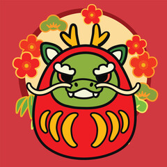 dragon chinese new year illustration with red background 