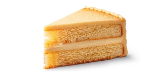 Fototapeta premium Butter Cake Slice Isolated On White Background
