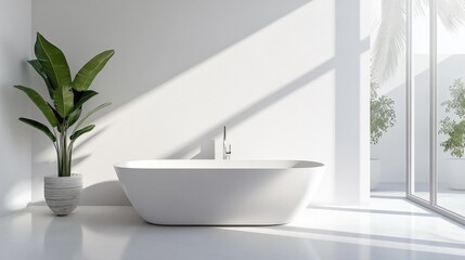 Fototapeta premium Minimalist white bathroom design